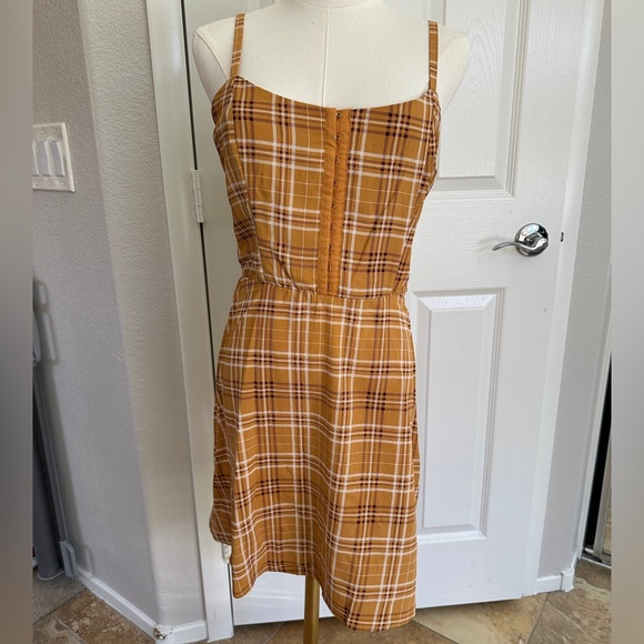 NWT Lily Rose Yellow Plaid Corset Front Dress - Picture 2 of 4